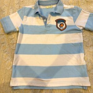Sfera (Spain) boys Polo Shirt Size 7-8 Cotton white and light blue stripes